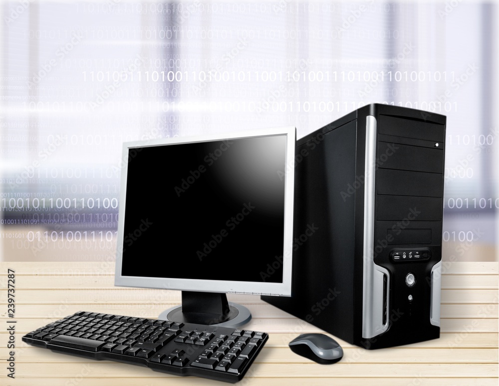 Desktop computer and keyboard and mouse Desktop computer and keyboard and mouse