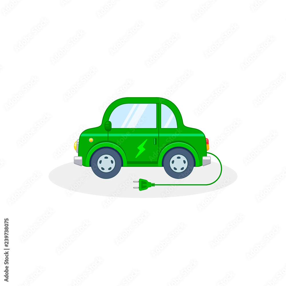Electric car illustration. Vector isolated color icon