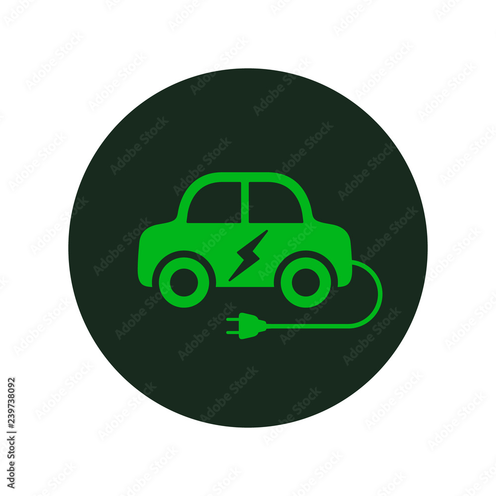 Electric car logo icon. Hybrid auto or electric vehicle concept on white background Electric car logo icon. Hybrid auto or electric vehicle concept on white background