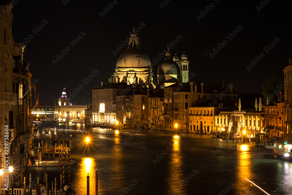 Basilica Santa Maria in Venice, night view.