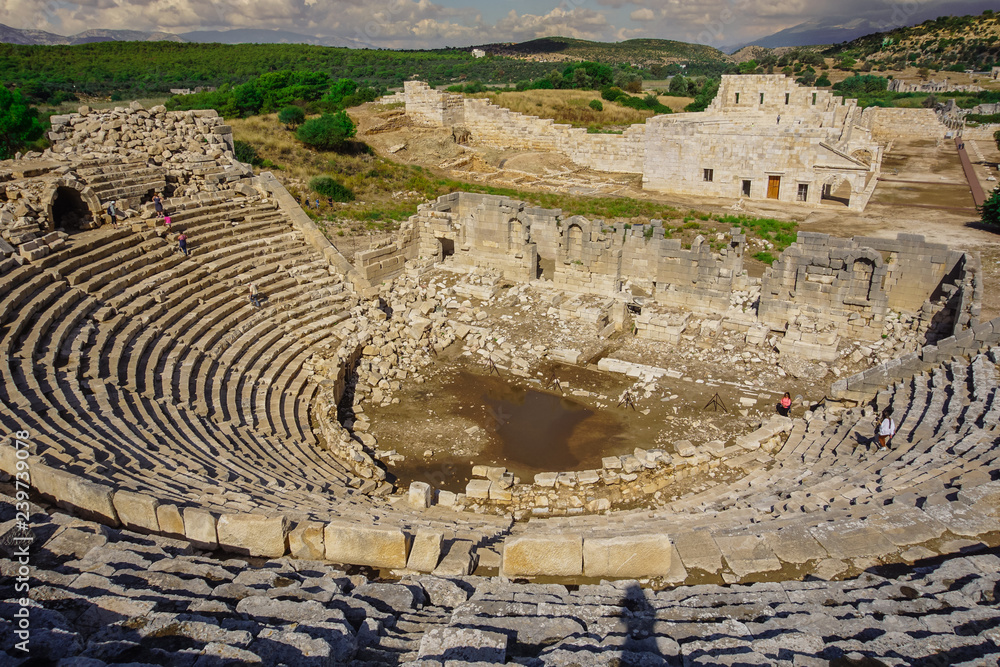 Panoramic Theater of Patara Ancient City in Kas, Antalya, Turkey.