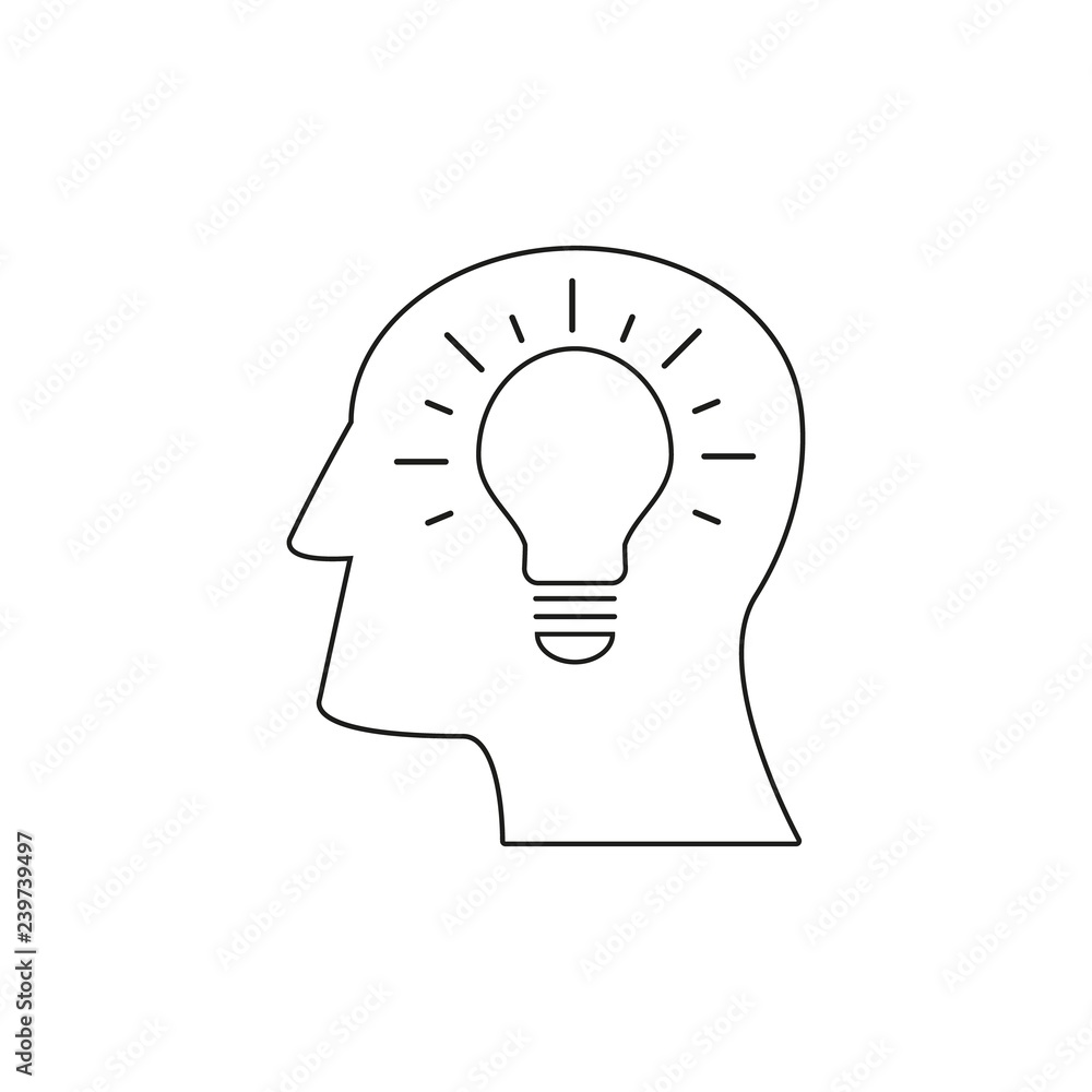 Head with lamp icon come up idea Head with lamp icon come up idea