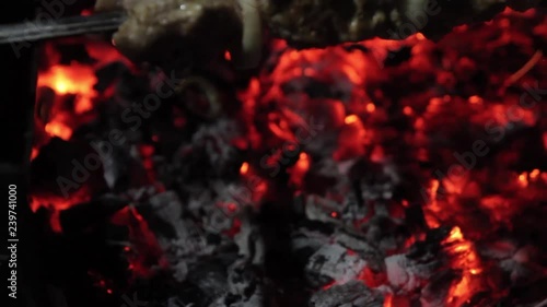 Wallpaper Mural Cooking meat in nature in the winter. Torontodigital.ca