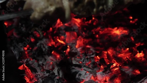 Wallpaper Mural Cooking meat in nature in the winter. Torontodigital.ca