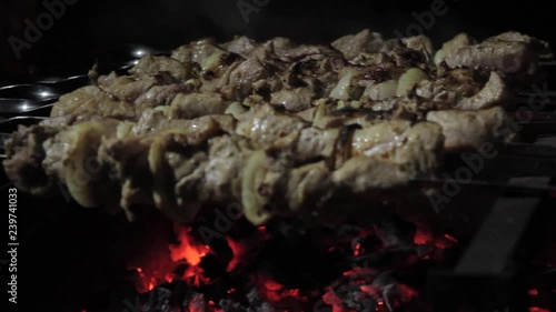 Wallpaper Mural Cooking meat in nature in the winter. Torontodigital.ca