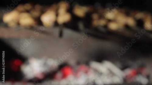 Wallpaper Mural Cooking meat in nature in the winter. Torontodigital.ca