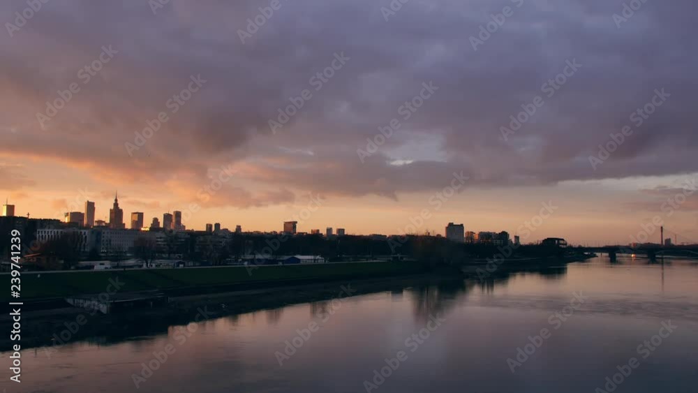 Panorama of Warsaw at sunset light. Panorama of Warsaw at sunset light.