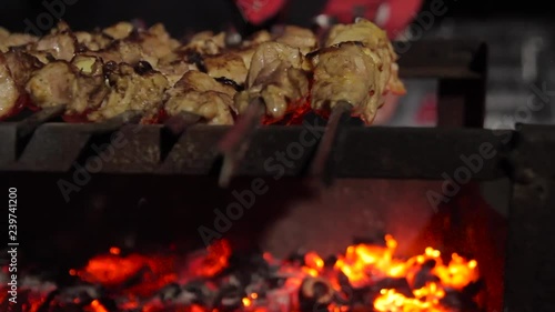 Wallpaper Mural Cooking meat in nature in the winter. Torontodigital.ca