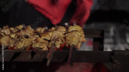 Wallpaper Mural Cooking meat in nature in the winter. Torontodigital.ca