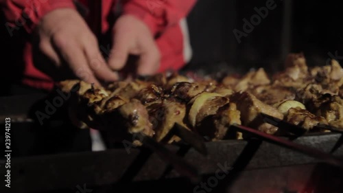 Wallpaper Mural Cooking meat in nature in the winter. Torontodigital.ca