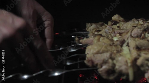 Wallpaper Mural Cooking meat in nature in the winter. Torontodigital.ca