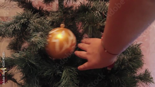 Wallpaper Mural The wind blows on a Christmas toy that hangs on the Christmas tree. Torontodigital.ca