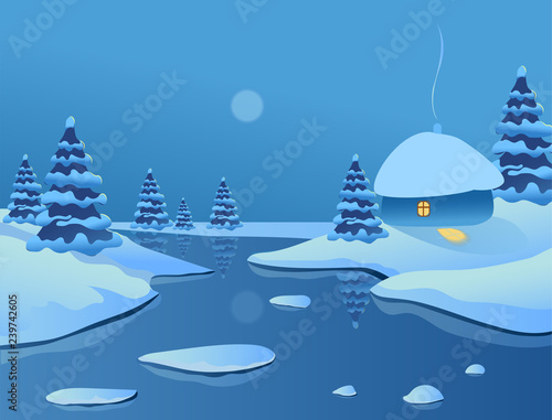 Winter landscape. Vector image.