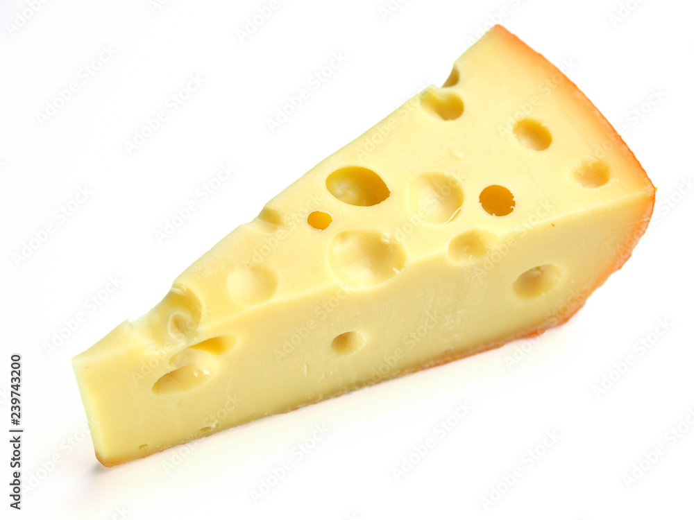 cheese Maasdam on a pure white background cheese Maasdam on a pure white background