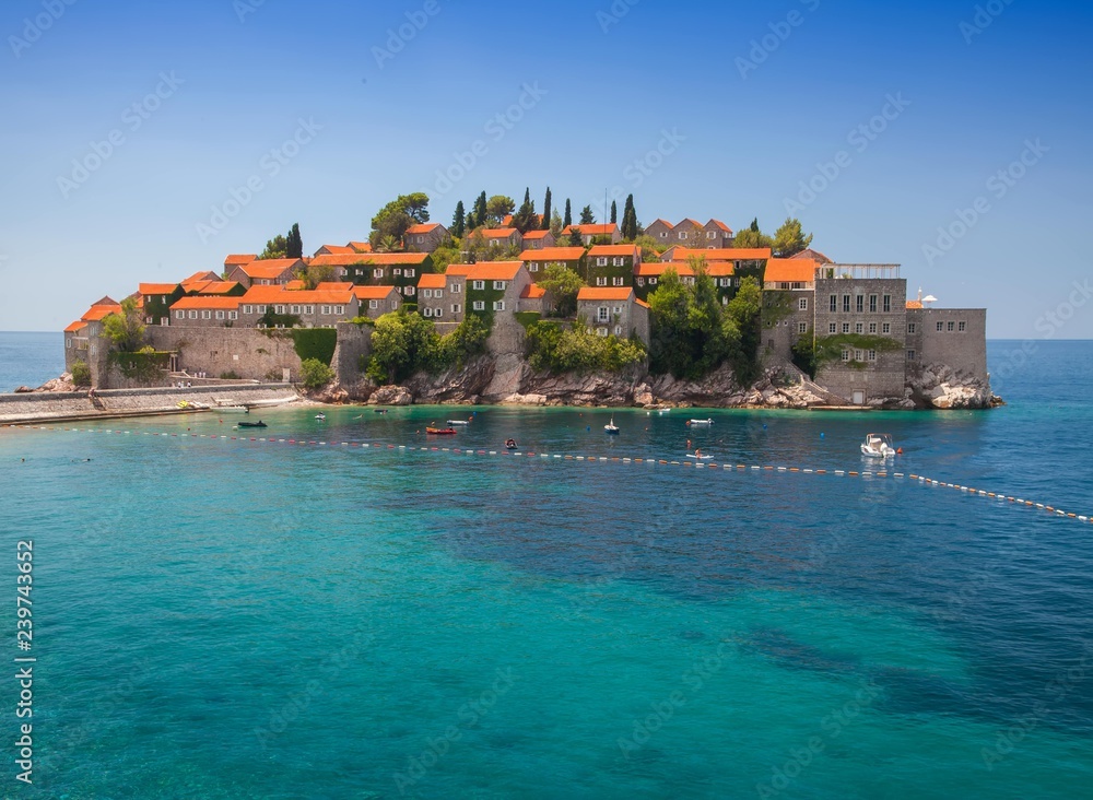 Island of saint stephen in adriatic sea in Budva, Montenegro