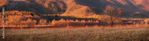 Great Smoky Mountains National Park in Autumn Panorama, Cades Cove