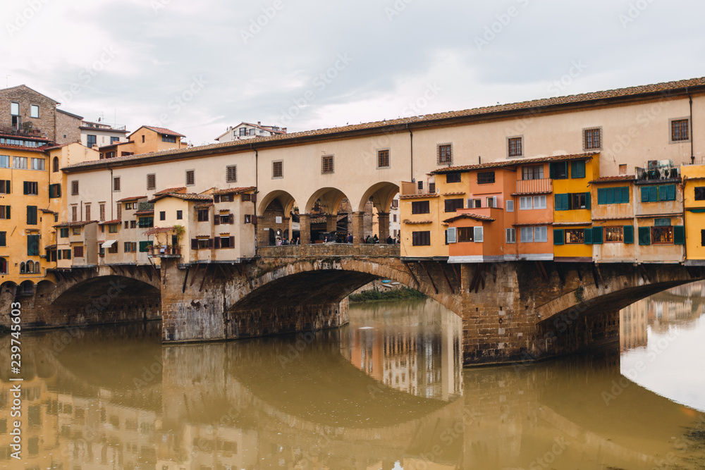 Medieval bridge Ponte Vecchio over the Arno River in Florence
