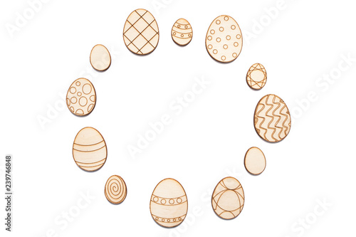 Fototapeta Naklejka Na Ścianę i Meble -  Wooden handmade easter eggs isolated on a white