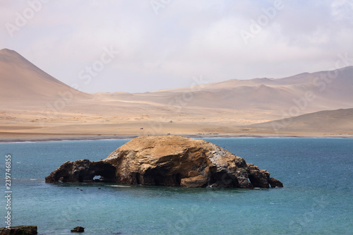 The desert in Paracas in Peru. Yta sea and sand photo