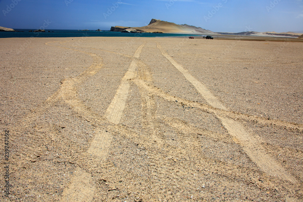 The desert in Paracas in Peru. Yta sea and sand The desert in Paracas in Peru. Yta sea and sand