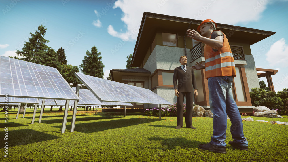 3D Render Of A House With Solar Panels 3D Render Of A House With Solar Panels