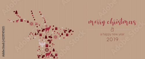 Rentier Kopf aus weihnachtliche Elementen Banner