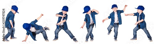 Canvas Print The boy in the style of Hip-Hop . Children's fashion.