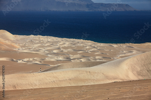 The desert in Paracas in Peru. Yta sea and sand photo