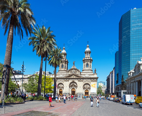 SANTIAGO, CHILE - JANUARY 10, 2018: View of the cathedral. Copy space for text © ggfoto