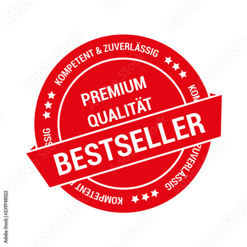 Online Aufkleber in rot für Bestseller durch Premium Qualität