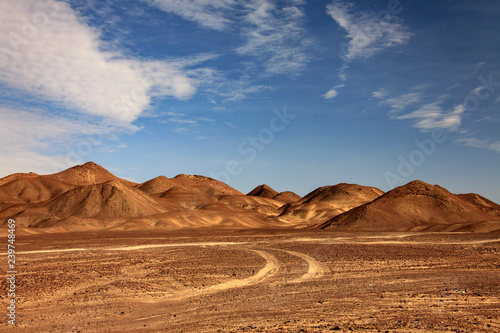 The desert in Paracas in Peru. Sun sea and sand