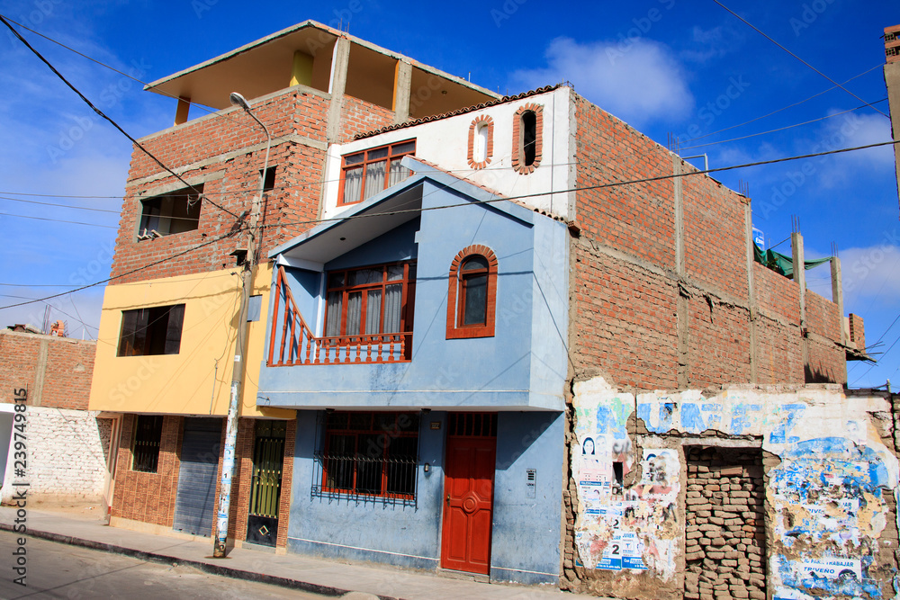 Peruvian home. Poverty in Peru, external and internal roads