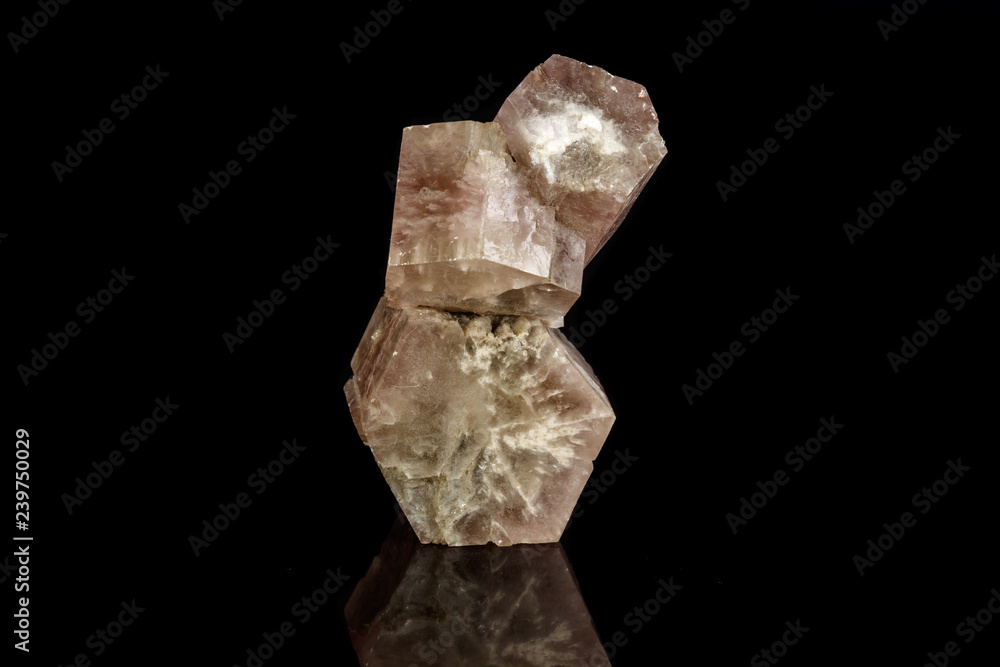 Macro mineral stone Aragonite on a black background
