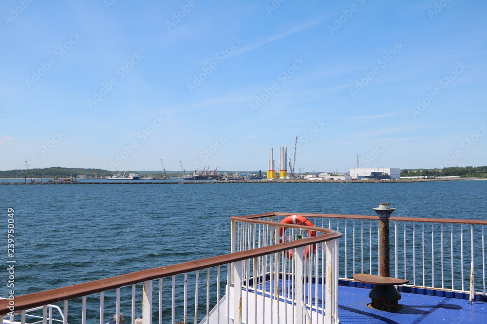 View from the ferry to Sassnitz at Island Rügen, Baltic Sea Germany View from the ferry to Sassnitz at Island Rügen, Baltic Sea Germany