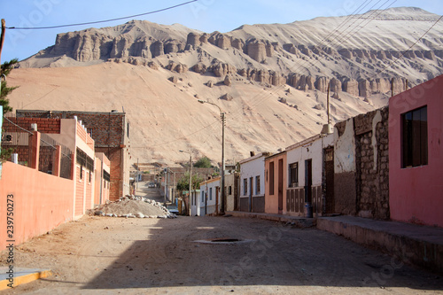 Peruvian home. Poverty in Peru, external and internal roads