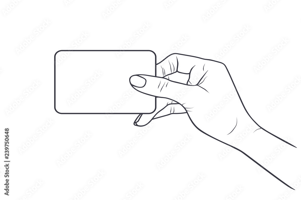 sketch illustration - female hand holding a card sketch illustration - female hand holding a card