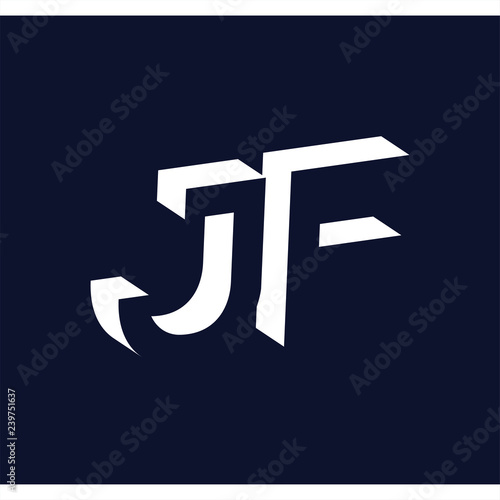 J F initial letter with negative space logo icon vector template