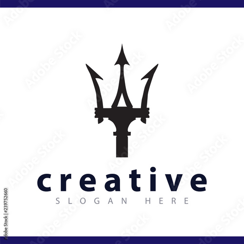 trident spear logo vector template
