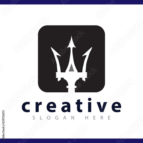 trident spear logo vector template