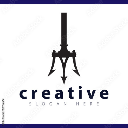 trident spear logo vector template