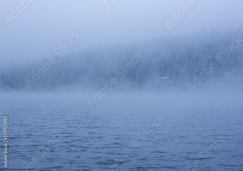 Frosty morning at a lake