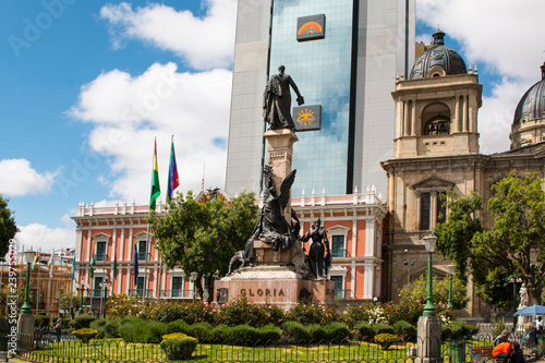 LA PAZ, BOLIVIA, DEC 2018: Plaza Murillo in La Paz, Bolivia city center photo