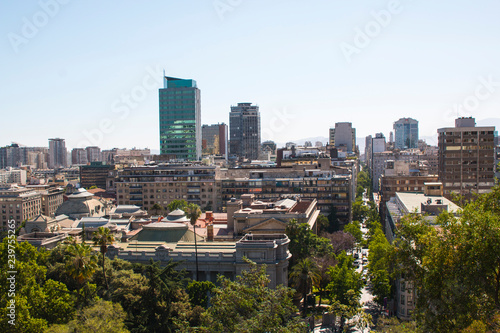 View of the downtown of Santiago  Chile. Panoramic view from Cerro Santa Lucia