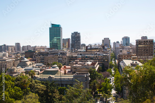 View of the downtown of Santiago, Chile. Panoramic view from Cerro Santa Lucia