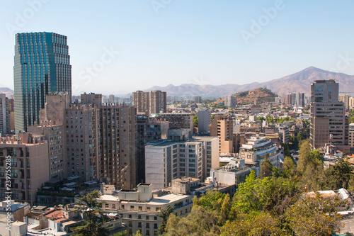 View of the downtown of Santiago, Chile. Panoramic view from Cerro Santa Lucia © alexmillos
