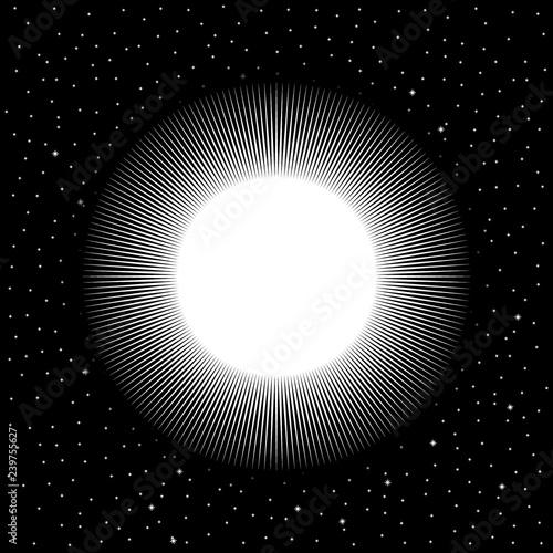 Star on cosmic background.