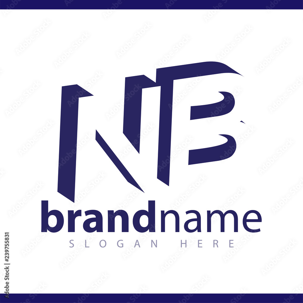 NB initial letter with negative space logo icon vector template