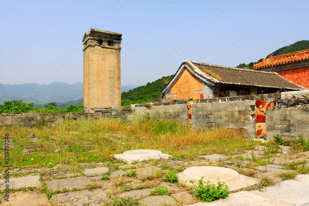 debris ruins of ancient buildings architecture, Eastern Tombs of the Qing Dynasty, China..