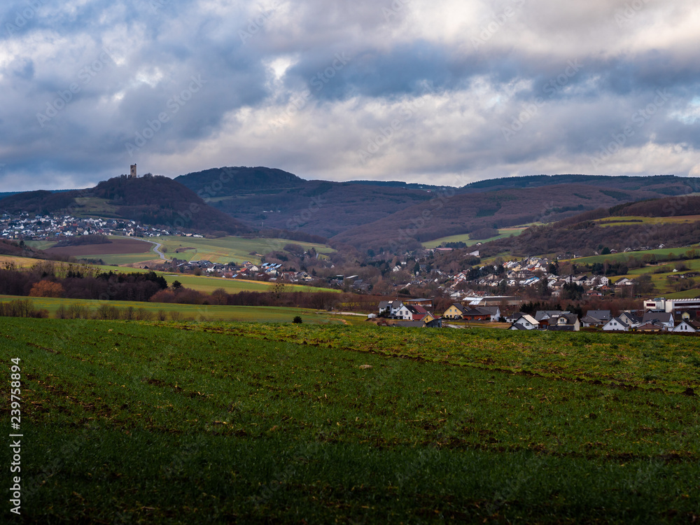 panorama of the village in mountains in germany