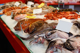 Display with assorted seafood